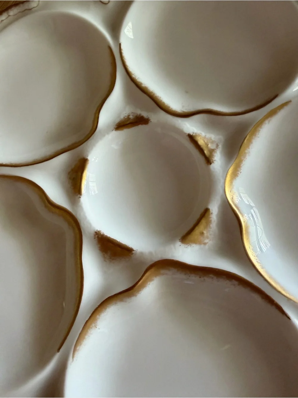Antique Porcelain Theodore Haviland Ranson White with Gold Trim Oyster Plate